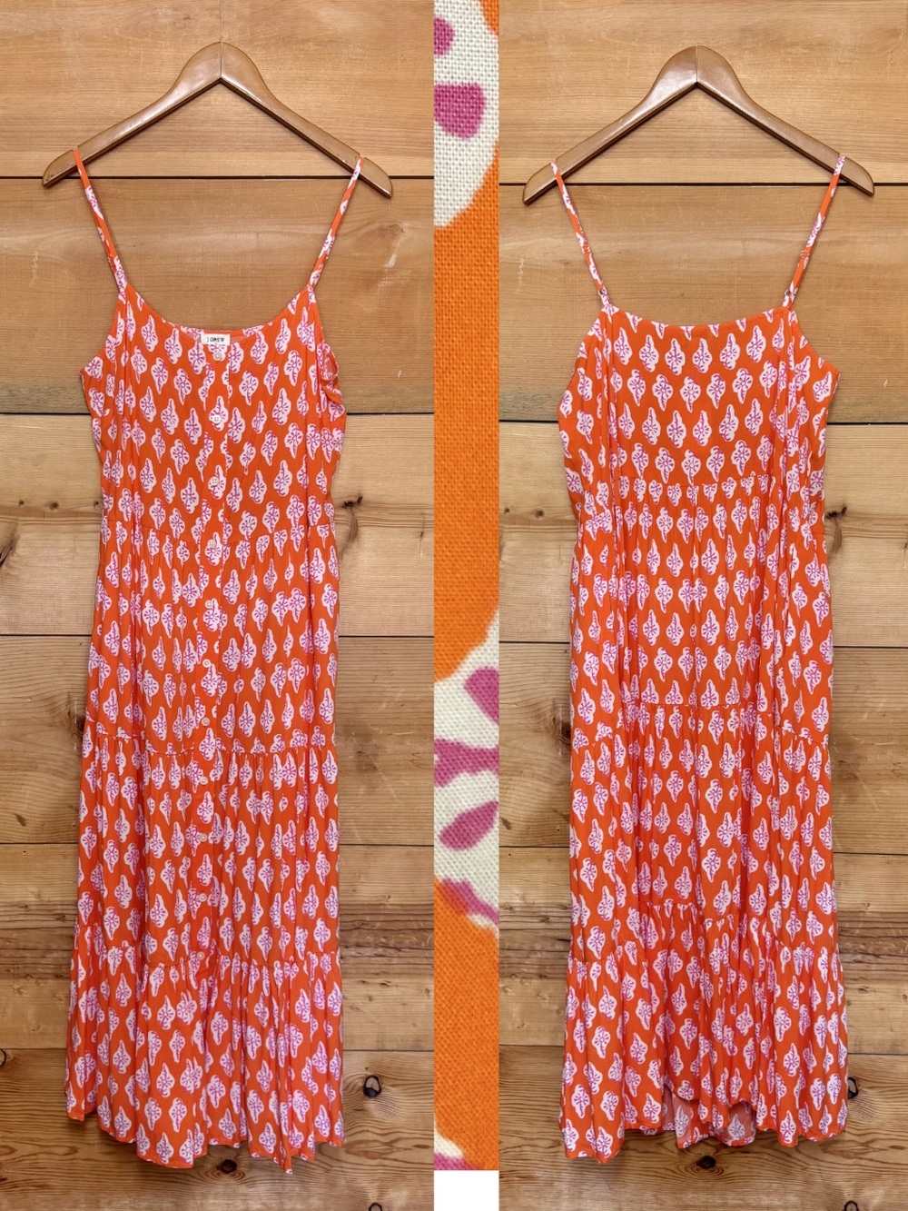 J.Crew Strappy tiered  Maxi Dress orange pattern sundress